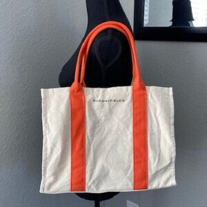 NWOT RODAN + FIELDS Orange Handle Cotton Canvas Zip Top Tote Bag